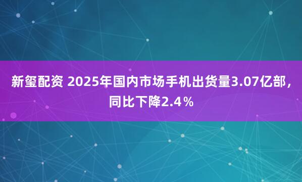 新玺配资 2025年国内市场手机出货量3.07亿部，同比下降2.4％